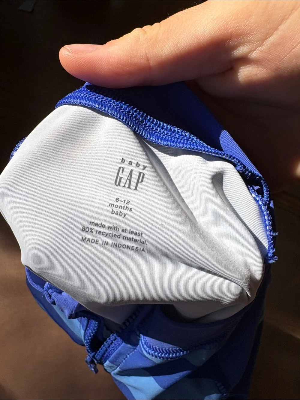Baby GAP Blue Striped Long-Sleeve Swimsuit